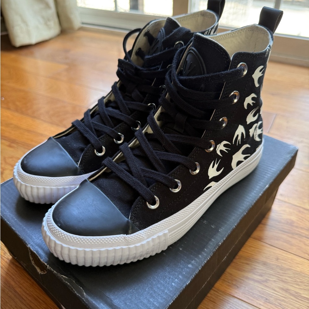 Alexander Mcqueen Swallow Vulc Black Hightop Sneakers
